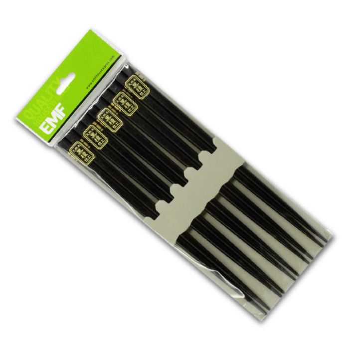 EMF 2595B 9" Black Wood Chopstick Set - 10/Pack