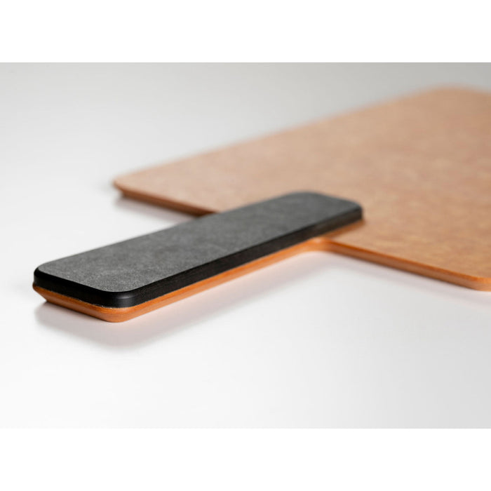 Epicurean 14" x 7.5" Natural / Black Handy Plus Serving Paddle Board - 008-S14070102