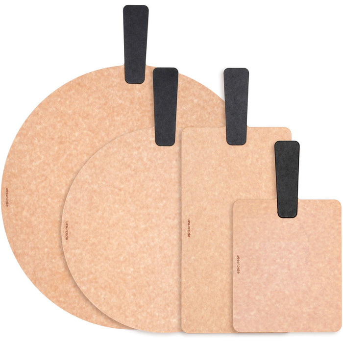 Epicurean 14" x 7.5" Natural / Black Handy Plus Serving Paddle Board - 008-S14070102