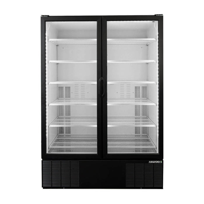 Habco ESM49HCTD 54" 10-Shelf Double Swing Glass Door Refrigerated Merchandiser