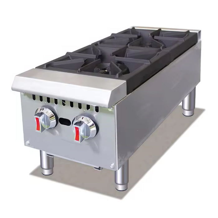EconoCold 12" Gas 2-Burner Countertop Hot Plate - 64,000 BTU - HP-2