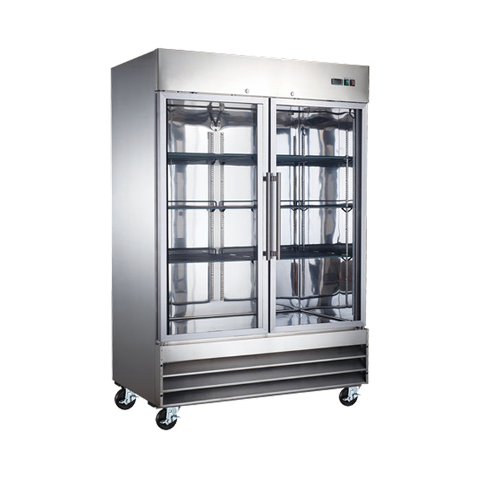 EFI F2-54GDSVCX 54" X-Line Bottom Mount Glass 2-Door Reach-In Freezer - 47 Cu. Ft.