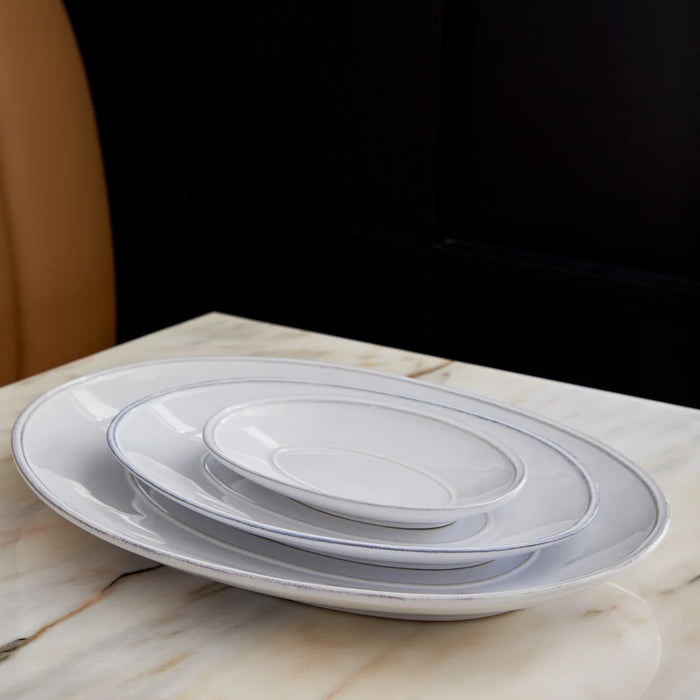 Costa Nova 16.25" x 11.75" Friso White Large Oval Stoneware Platter - FIA402-WHI