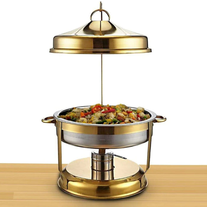 KESGI 8L Round Chafing Dish with Gold Hanging Cover - FILS-RGH-8L