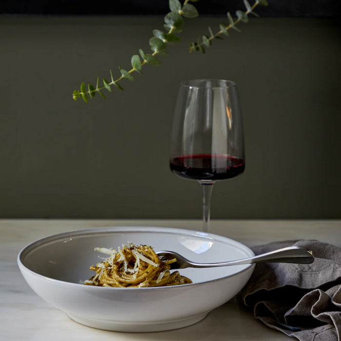 Costa Nova 9.25" Friso White Round Stoneware Pasta Bowl - FIP231-WHI