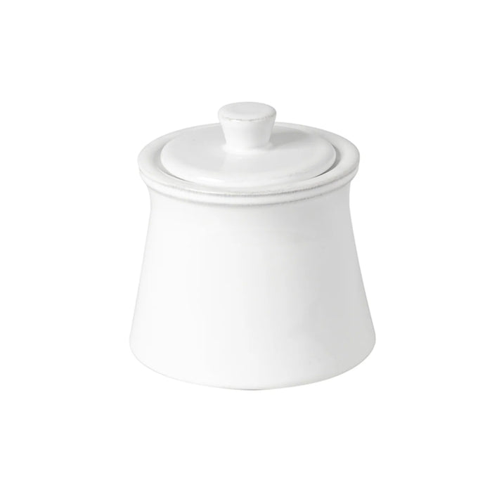 Costa Nova 17 Oz. Friso White Stoneware Sugar Bowl with Lid - FIX121-WHI