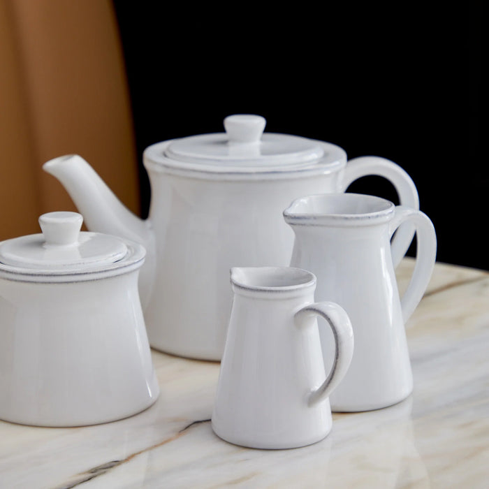 Costa Nova 10 Oz. Friso White Stoneware Creamer - FIZ121-WHI