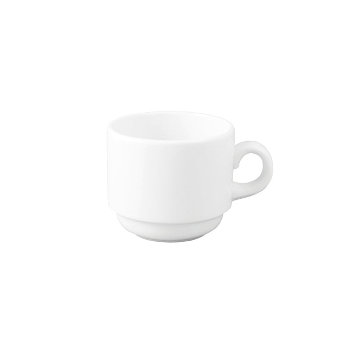 Arcoroc FM541 8 Oz. Eternity Plus White Ceramic Round Stackable Mug / Coffee Cup - 36/Case