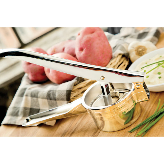 Fox Run 5773 10.5" Round Chrome-Plated Steel Potato Ricer Press