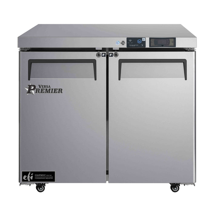 EFI Premier FUDR2-36VCP 36" 2-Solid Door Stainless Steel Undercounter Freezer - 9.7 Cu. Ft.