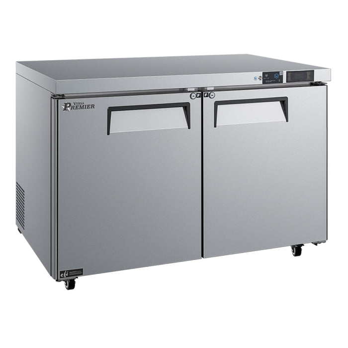 EFI Premier FUDR2-48VCP 48" 2-Solid Door Stainless Steel Undercounter Freezer - 13 Cu. Ft.