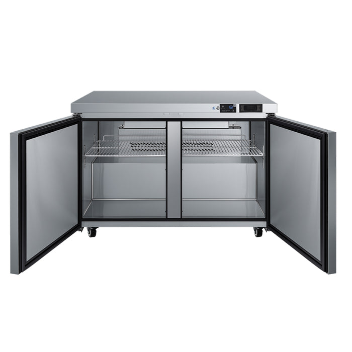 EFI Premier FUDR2-48VCP 48" 2-Solid Door Stainless Steel Undercounter Freezer - 13 Cu. Ft.
