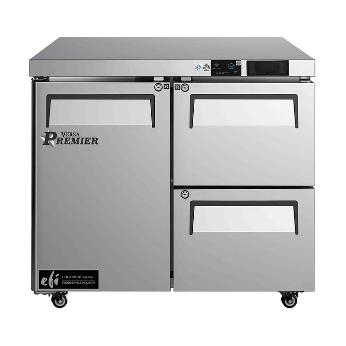 EFI Premier FUDW2-36VCP 36" 1-Door Stainless Steel Undercounter Freezer with 2 Drawers - 7.9 Cu. Ft.