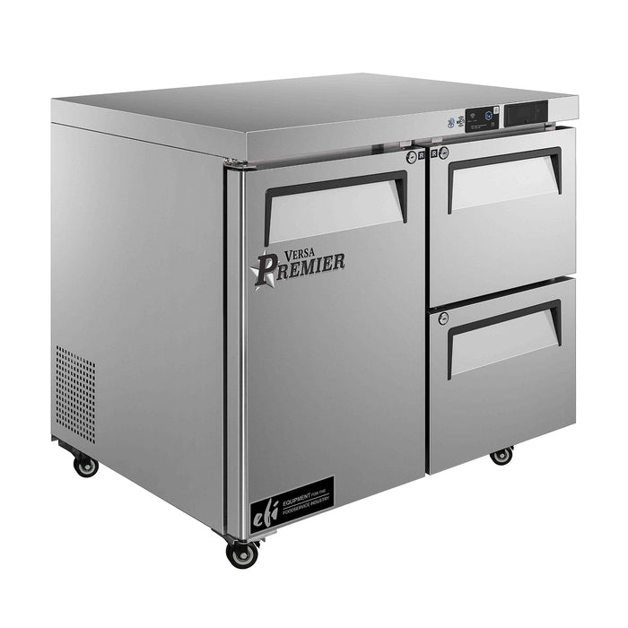EFI Premier FUDW2-36VCP 36" 1-Door Stainless Steel Undercounter Freezer with 2 Drawers - 7.9 Cu. Ft.