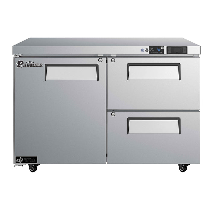 EFI Premier FUDW2-48VCP 48" 1-Door Stainless Steel Undercounter Freezer with 2 Drawers - 11.1 Cu. Ft.