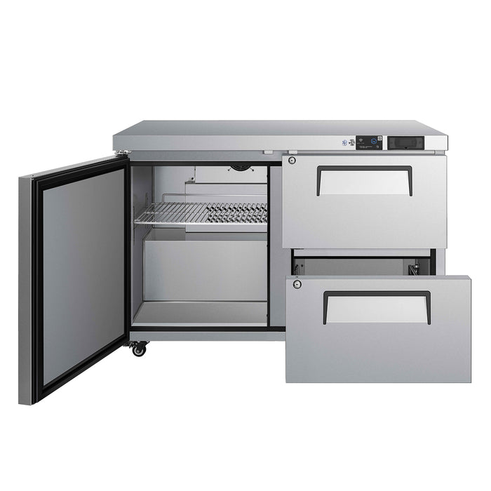 EFI Premier FUDW2-48VCP 48" 1-Door Stainless Steel Undercounter Freezer with 2 Drawers - 11.1 Cu. Ft.