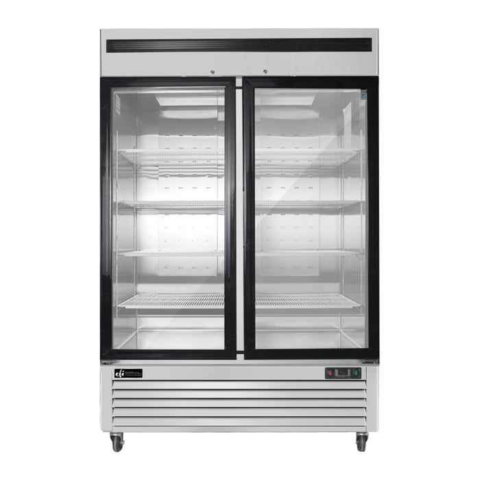 EFI FI2-54GDSVC 54" Bottom-Mount Glass 2-Door Reach-In Freezer - 43.8 Cu. Ft.