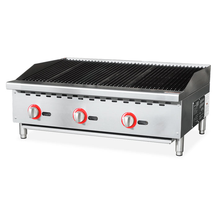 Nella 36" Countertop Stainless Steel Radiant Natural Gas Charbroiler - 105,000 BTU - 47378
