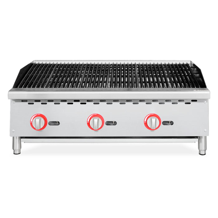 Nella 36" Countertop Stainless Steel Radiant Natural Gas Charbroiler - 105,000 BTU - 47378