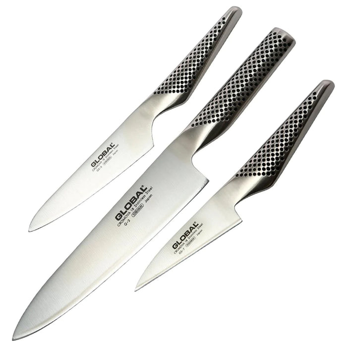 Global G-237 3-Piece CROMOVA Stainless Steel Kitchen Knife Set