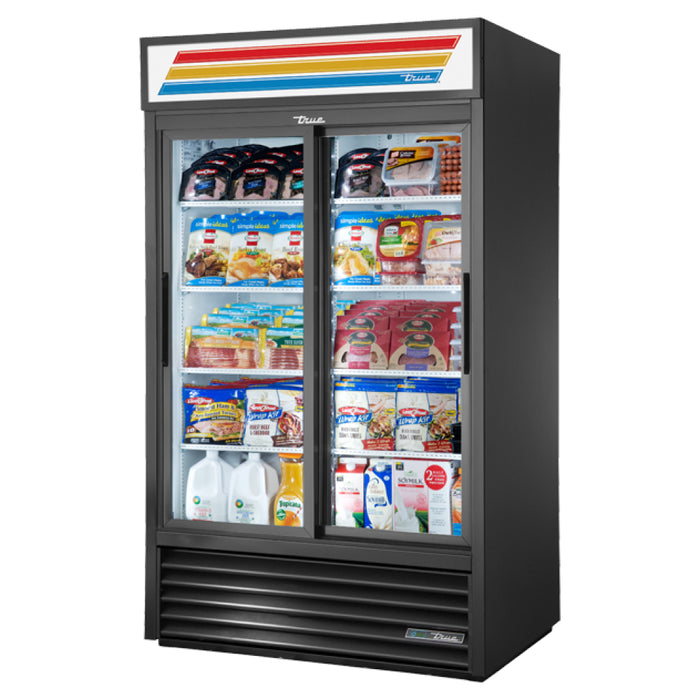 True GDM-41-HC-LD BL 47" 2 Sliding Glass Door Refrigerated Merchandiser - 41 Cu. Ft.