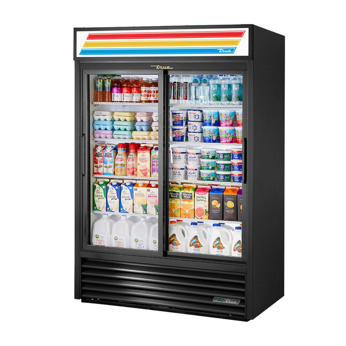 True GDM-47-HC-LD 54" Glass Door Refrigerated Black Merchandiser With LED Lighting