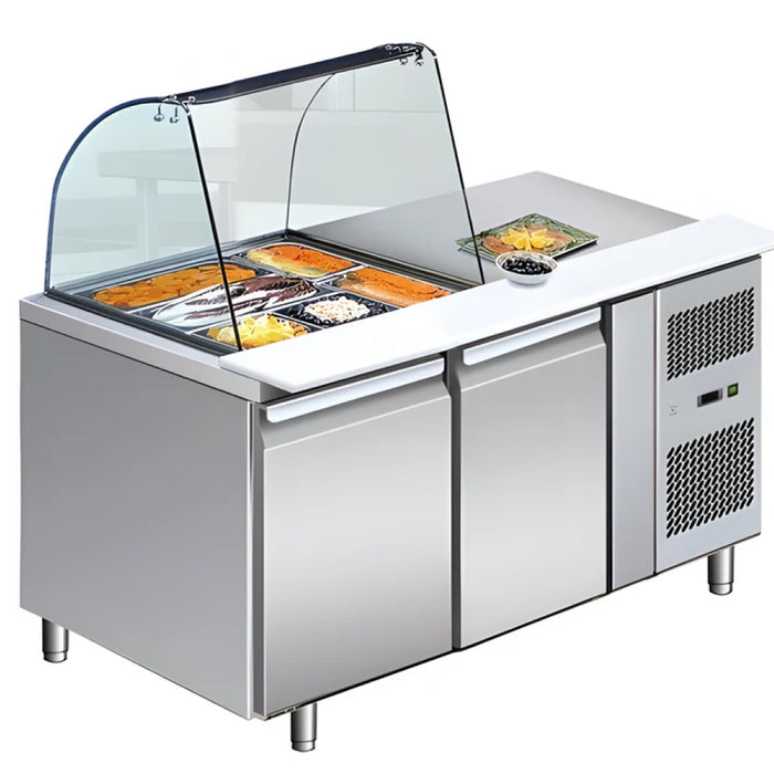 Sinco GN-2100SALGC 54'' Chef Salad Prep Table with Sneeze Guard - GN-2100SALGC