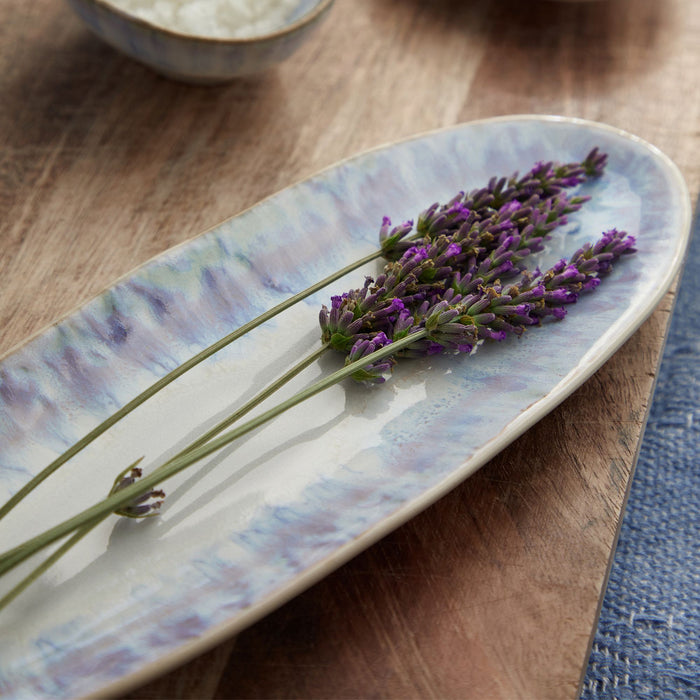 Costa Nova 9.5" x 3.75" Brisa Ria Blue Oval Stoneware Platter - 2/Case - GOA241-RIA