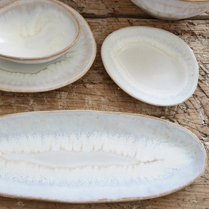 Costa Nova 9.5" x 3.75" Brisa Salt White Oval Stoneware Platter - 2/Case - GOA241-SAL