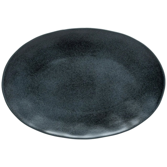Costa Nova 17.6" x 12.25" Livia Matte Black Large Oval Stoneware Serving Tray - GOA451-BLK