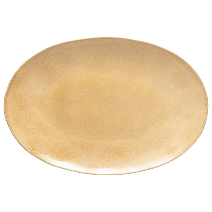 Costa Nova 17.6" x 12.25" Livia Champagne Yellow Large Oval Stoneware Serving Tray - GOA451-CHM