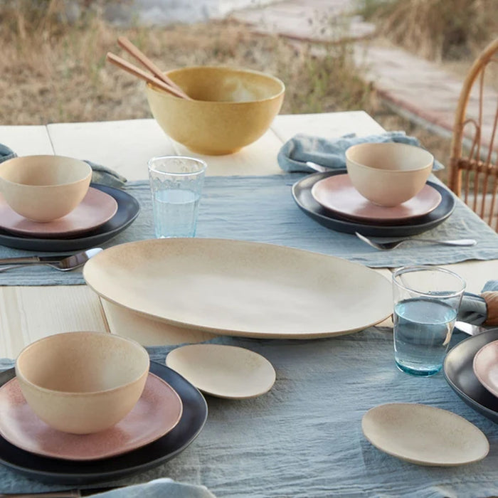 Costa Nova 17.6" x 12.25" Livia Champagne Yellow Large Oval Stoneware Serving Tray - GOA451-CHM