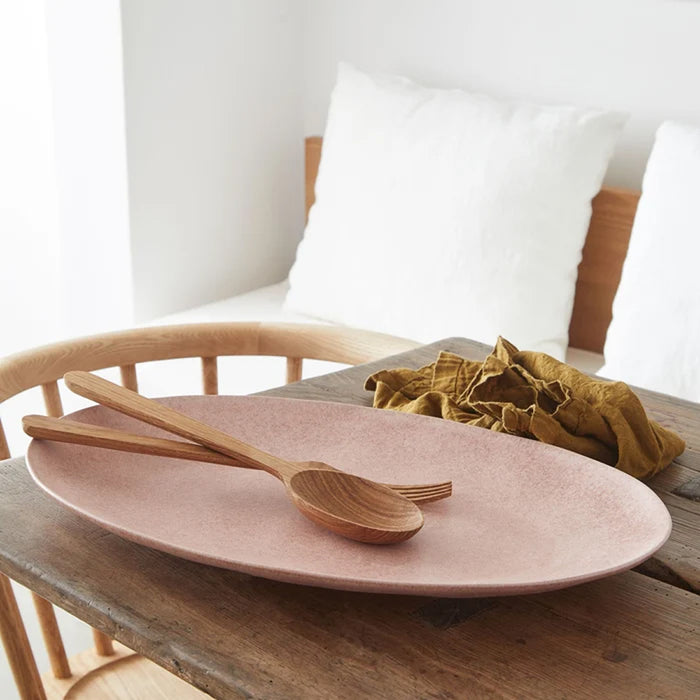 Costa Nova 17.6" x 12.25" Livia Mauve Rose Large Oval Stoneware Serving Tray - GOA451-PNK