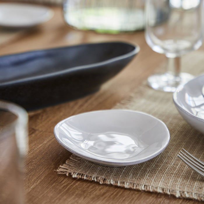 Costa Nova 6.12" x 4.75" Livia White Oval Stoneware Appetizer Plate - 6/Case - GOP161-WHI