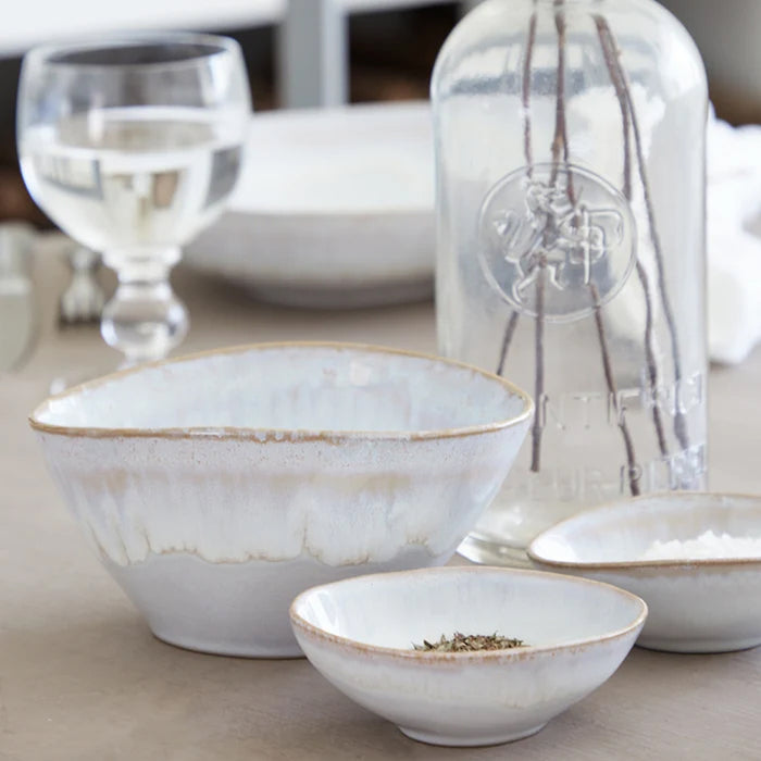 Costa Nova 4" x 3" Brisa Salt White Oval Stoneware Snack/Dip Bowl - GOS102-SAL