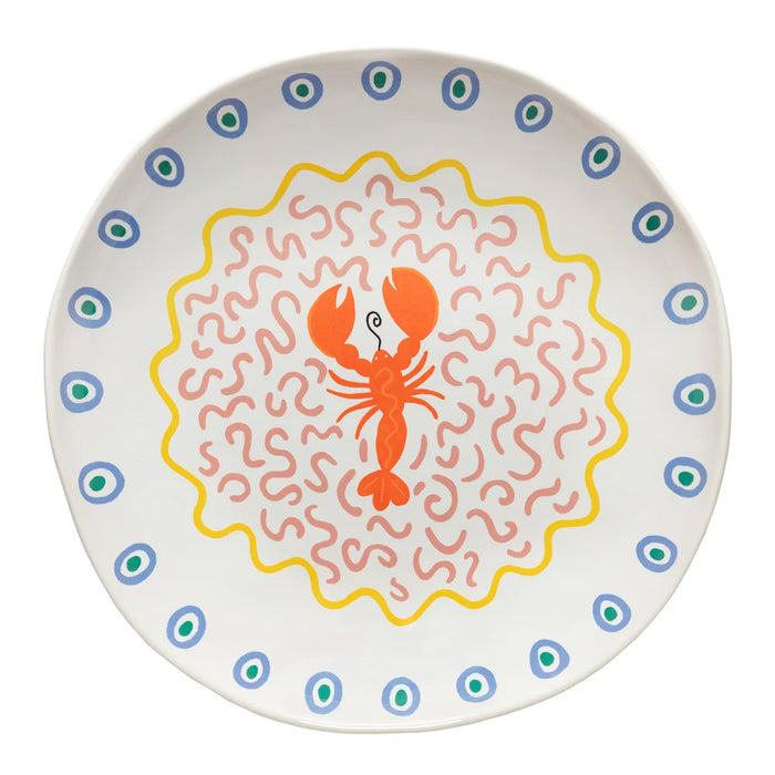 Costa Nova 14.4" Summer Bliss Lobster Round Stoneware Low Serving Bowl - GOS371-LBS