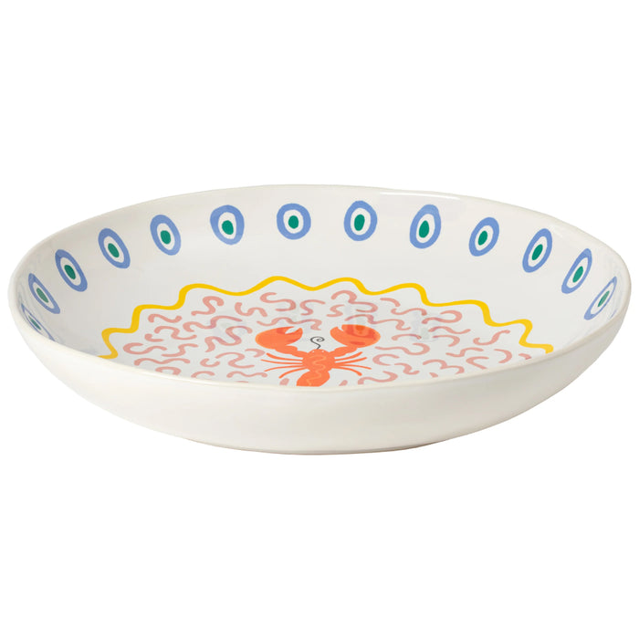 Costa Nova 14.4" Summer Bliss Lobster Round Stoneware Low Serving Bowl - GOS371-LBS