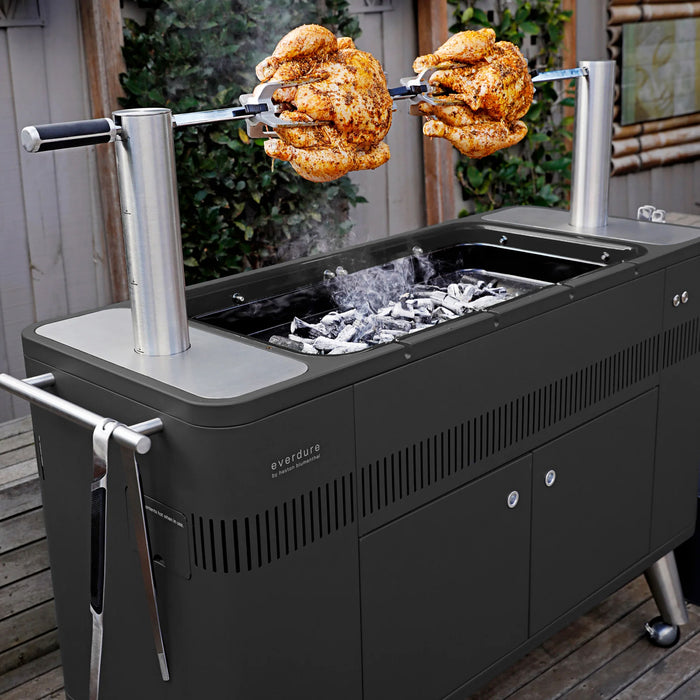 Everdure HUB 54" Outdoor Rotisserie and BBQ Charcoal Grill - HBCE2BBUS