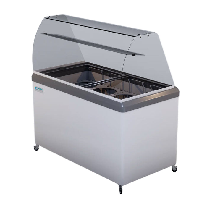 Excellence HBD-4HC 28.5" 4-Tub Ice Cream Dipping Freezer with Sneeze Guard - 6.4 Cu. Ft.