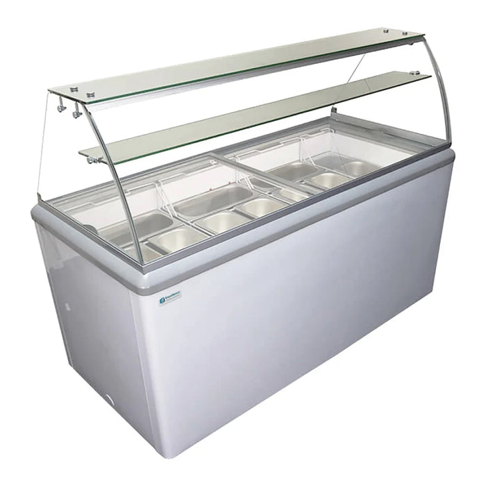 Excellence HBG-10HC 59.5" 10-Pan Gelato Scooping Freezer with Sneeze Guard - 16.5 Cu. Ft.