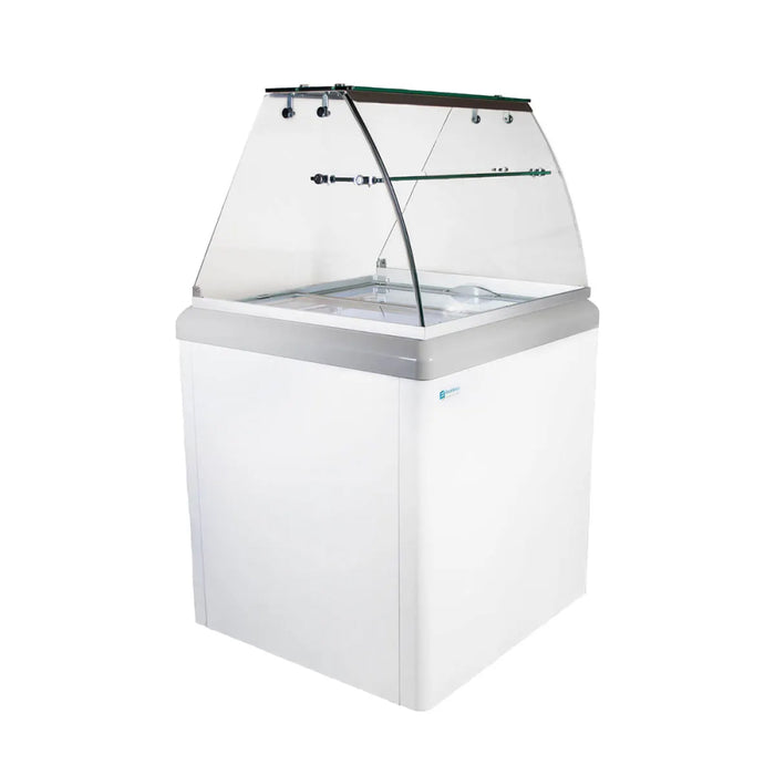 Excellence HBG-4HC 28.5" 4-Pan Gelato Scooping Freezer with Sneeze Guard - 6.4 Cu. Ft.