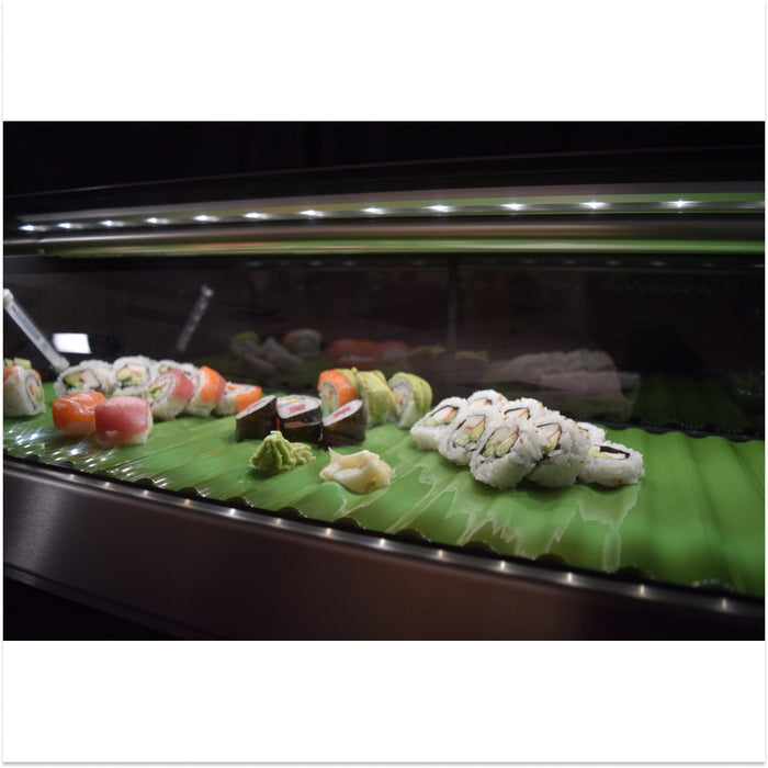 Hoshizaki HNC-210BA-L-SLH 82" Curved Glass Refrigerated Left Side Condenser Sushi Display Case