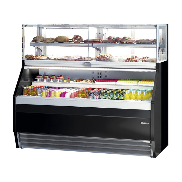 Infrico IDC-VCO9 37" Dual Service Straight Open Air Combo Pastry Display Case - 7.09 Cu. Ft.