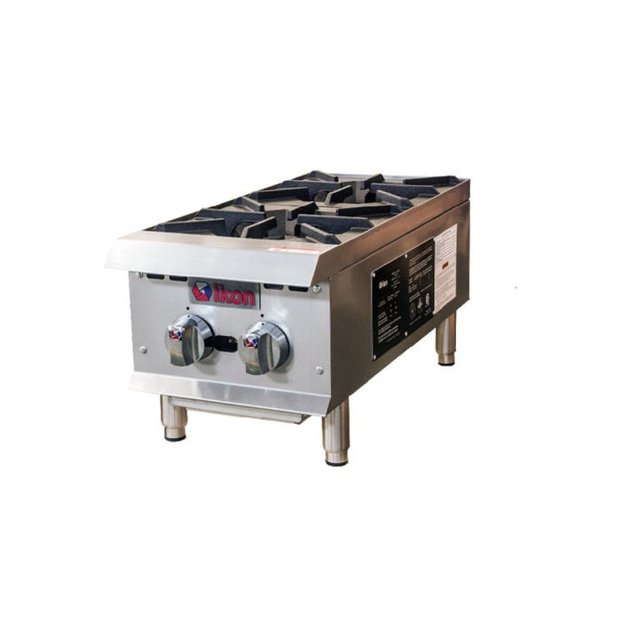 Ikon IHP-2-12 12" 2-Burner Stainless Steel Countertop Hot Plate with Manual Control - 50,000 BTU