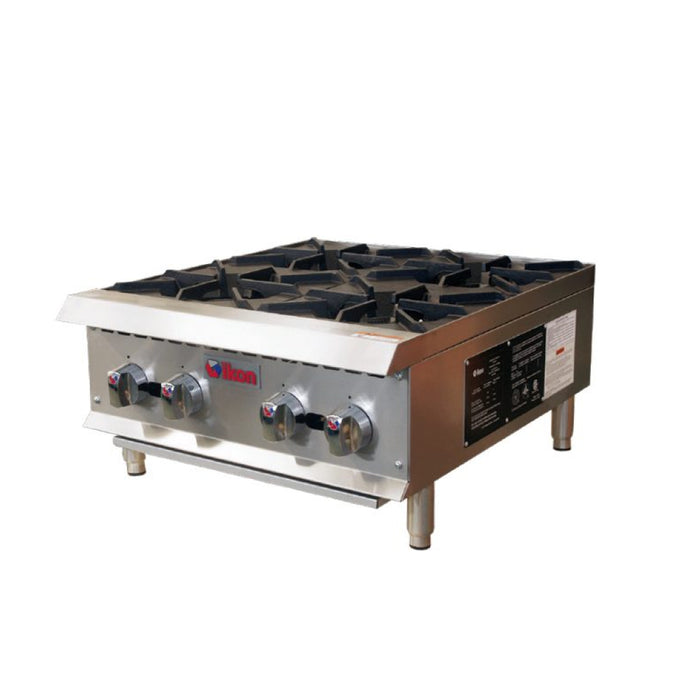 Ikon IHP-4-24 24" 4-Burner Stainless Steel Countertop Hot Plate with Manual Control - 100,000 BTU
