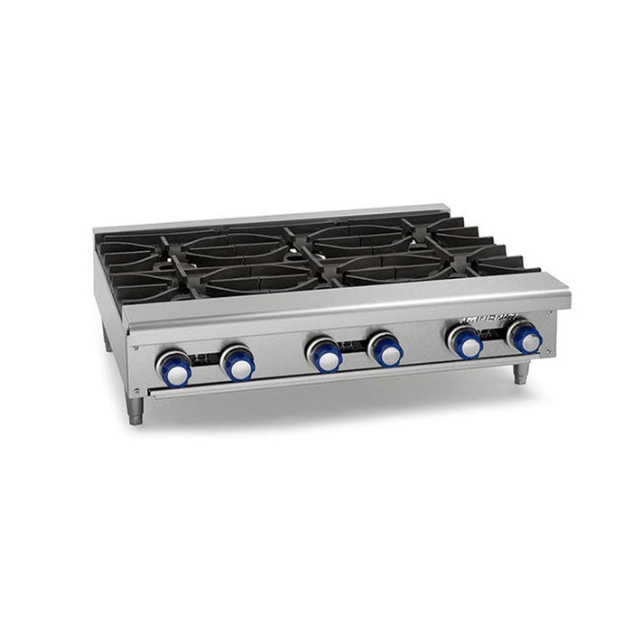 Imperial IHPA-6-36 36" Gas 6-Burner Countertop Hot Plate - 192,000 BTU