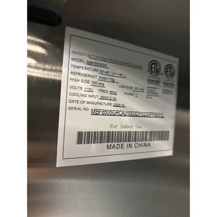 (SCRATCH & DENT) Atosa MBF8505GR 27" Bottom Mount Solid Door Reach-In Refrigerator - 19.1 Cu. Ft.