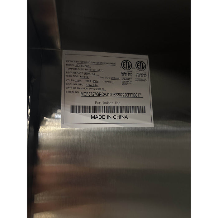 (USED) Atosa MCF8727 54" Bottom Mount 2 Sliding Glass Door Refrigerated Merchandiser - 44.9 Cu. Ft.