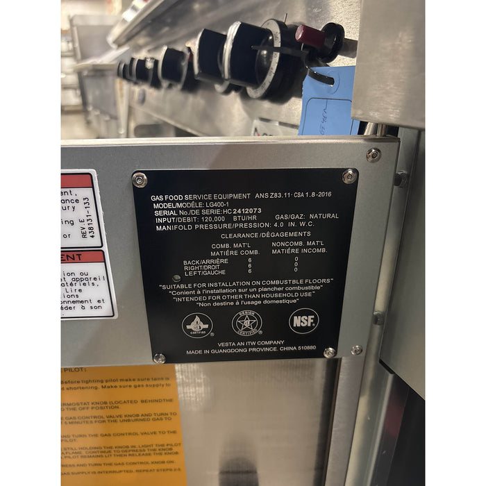 (USED) Vulcan LG400 45-50 Lb. Natural Gas Floor Fryer - 120,000 BTU