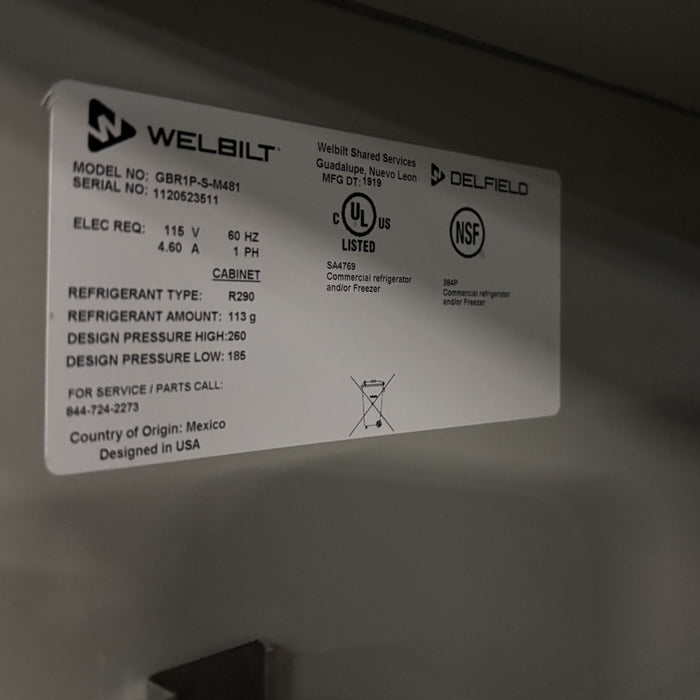 (USED) Delfield GBR1P-S 30" Top-Mount Solid Door Reach-In Refrigerator with Aluminum Interior